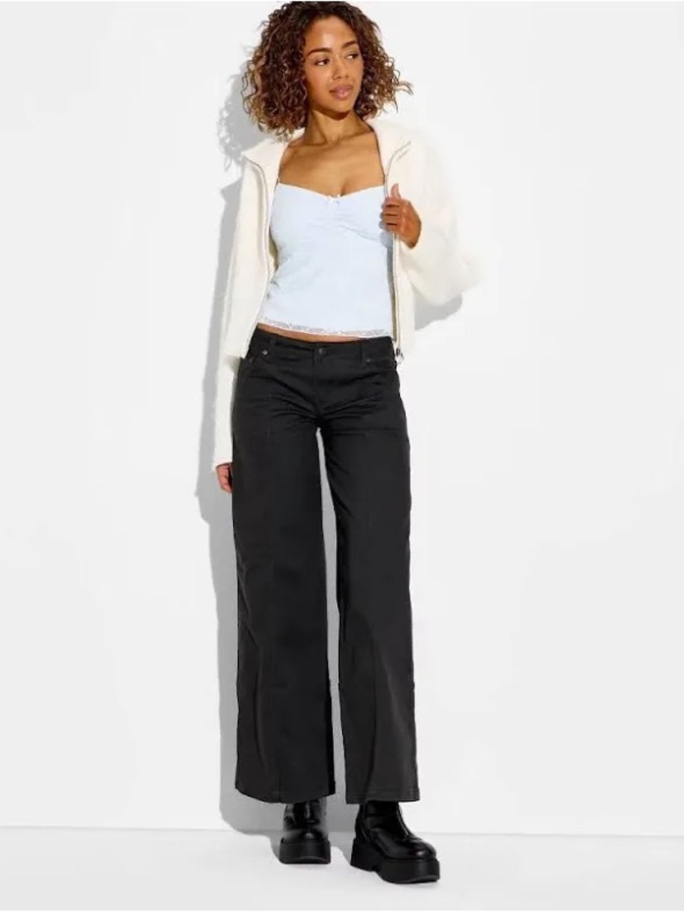 NWT Wild Fable Women's Black Wide Leg Utility Pants Jeans Women’s size Small